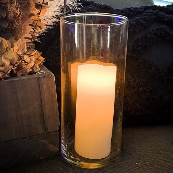 Medium Glass Cylindrical Vase or Candle Holder - Picture 1 of 3